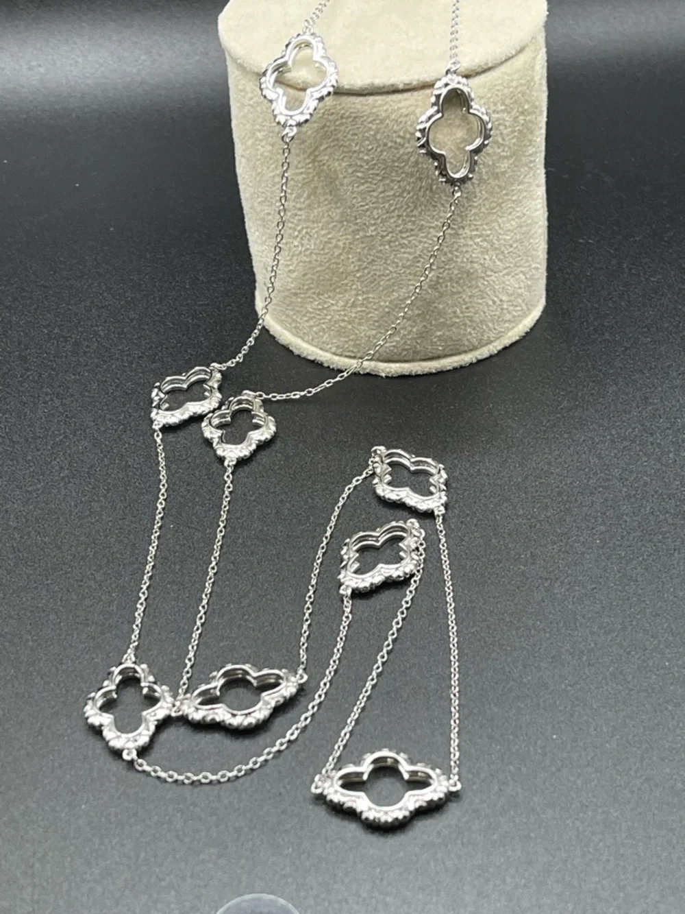 Elegant Long Silver Station Necklace - Women Jewelry Necklaces